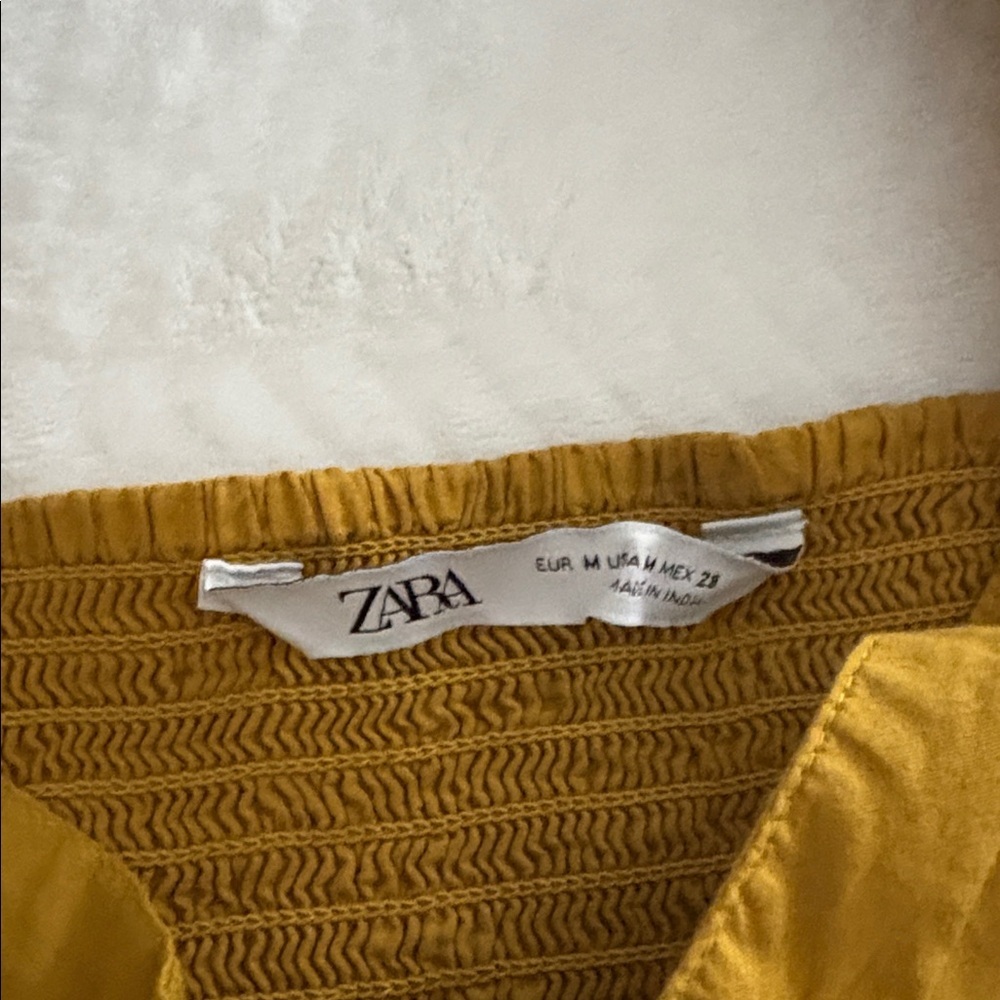 Zara Mustard Smocked Dress - Picture 2 of 4